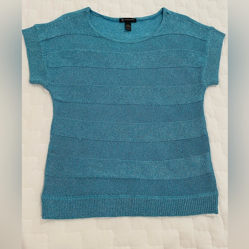 Women’s short sleeve sparkly top INC   XL turquoise